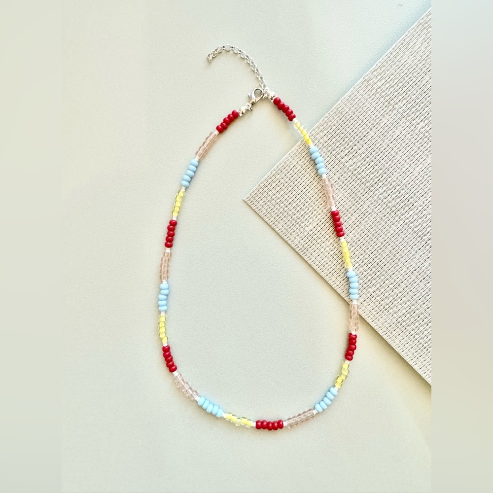 Handmade Jewerly with Dopamine Color Seed Beads Choker Necklace with Extension